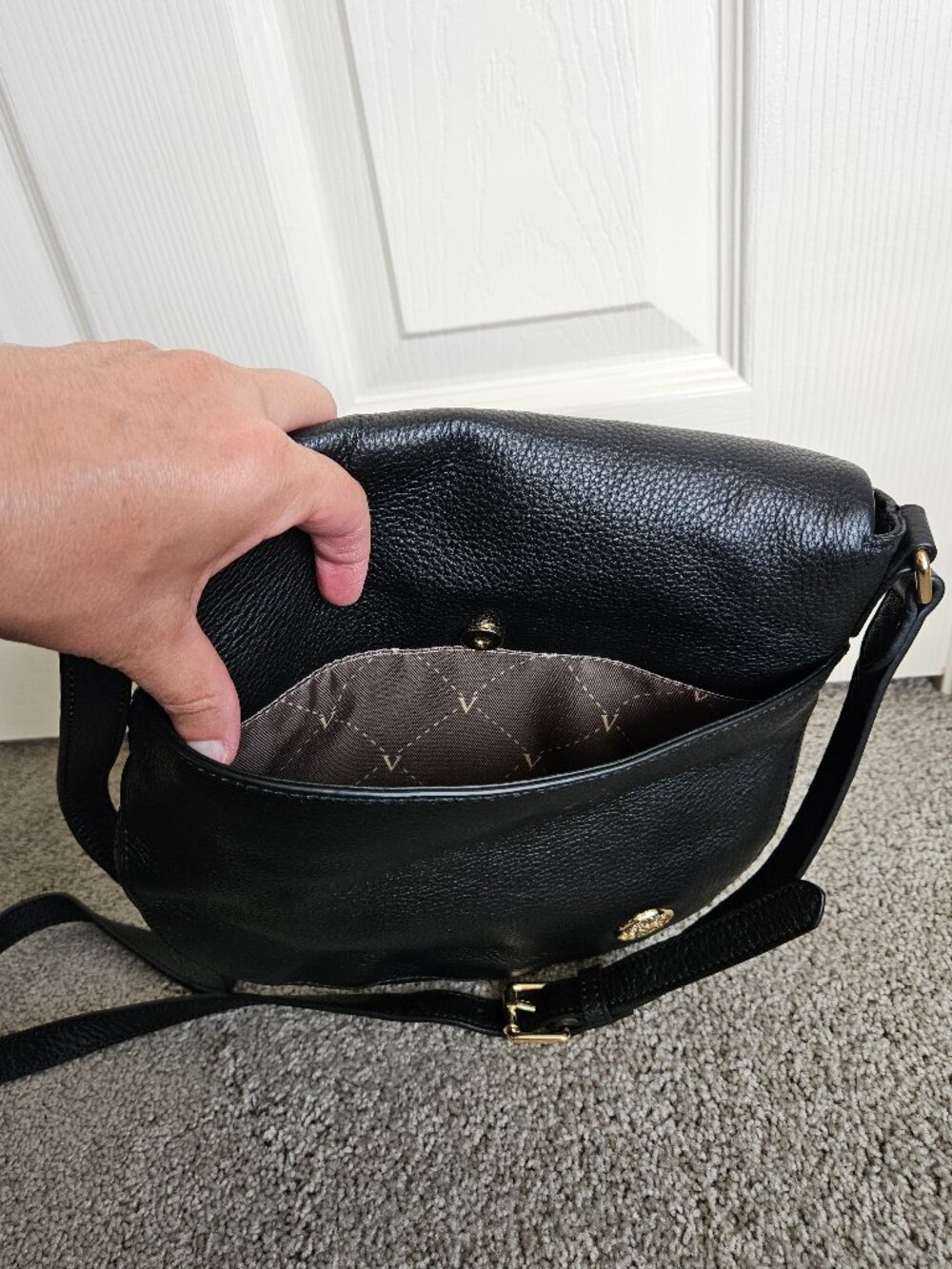 Vince Camuto Black Crossbody Bag with Gold Hardware - Picture 6 of 8